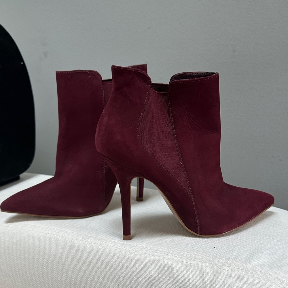 Burgundy/Wine Suede Ankle Boots